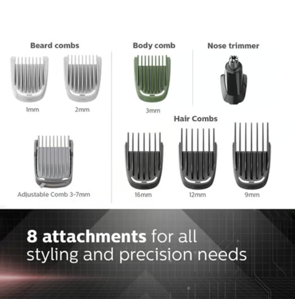 Philips Multi Grooming Trimmer for Face, Nose & Body (Black, MG3710/65) - Image 6