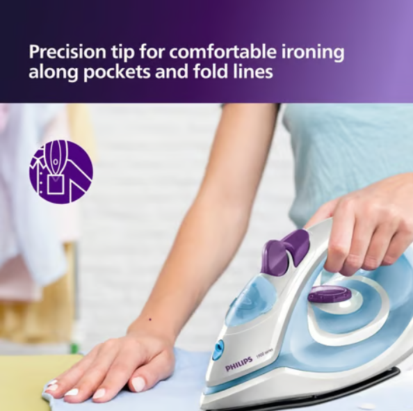 Philips Domestic Easy Speed GC1905 Steam Iron 1300W (Blue) - Image 9