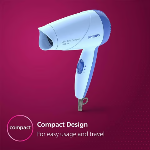Philips HP8100/60 Compact Hair Dryer (Blue, 1000W) - Image 3