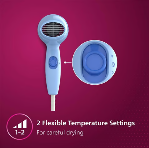 Philips HP8100/60 Compact Hair Dryer (Blue, 1000W) - Image 2