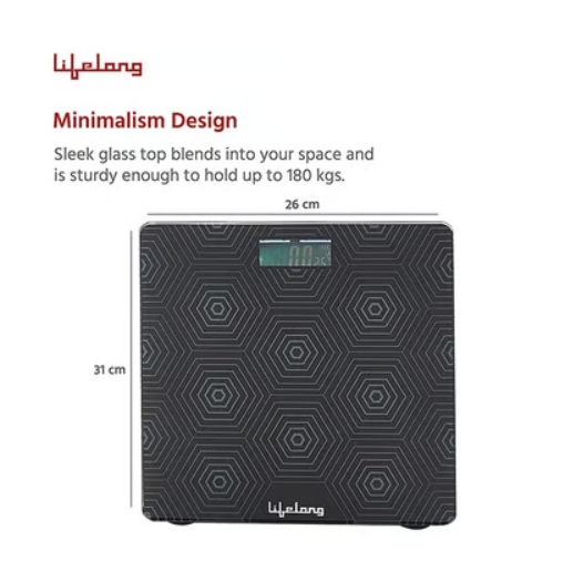 Lifelong Glass Weighing Machine (Black) - Image 5