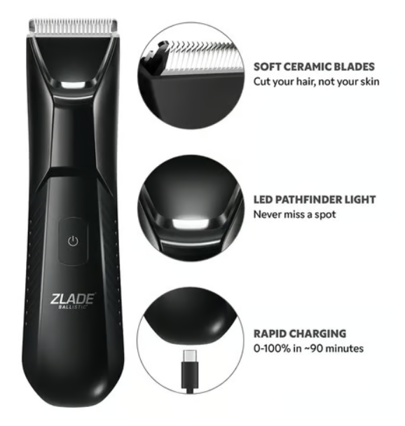 Zlade Ballistic Lite Manscaping Rechargeable Full Male Body Trimmer (Black) - Image 3