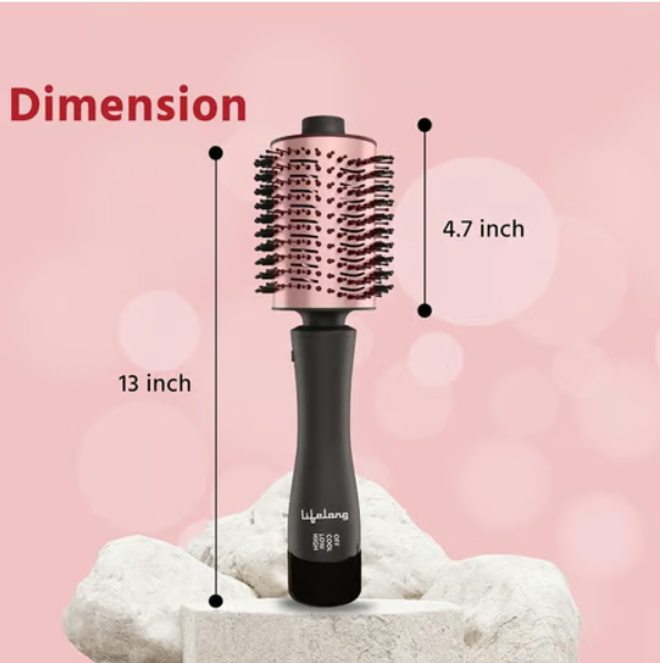 Lifelong Volumizer 4 in 1 Multi-styler Ceramic Hair Brush Straightener (Rose Gold, 1200W) - Image 8