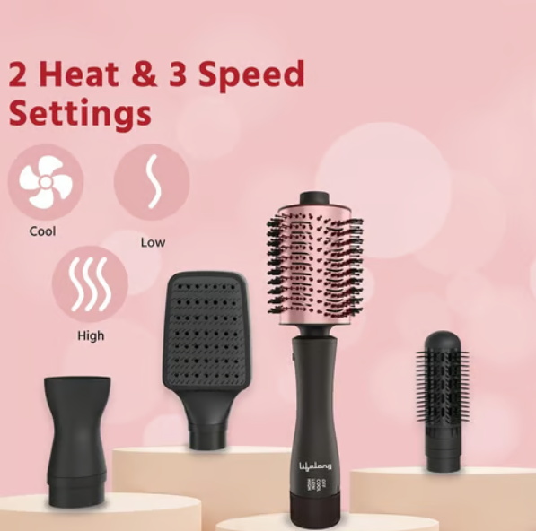 Lifelong Volumizer 4 in 1 Multi-styler Ceramic Hair Brush Straightener (Rose Gold, 1200W) - Image 5