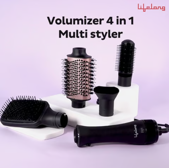 Lifelong Volumizer 4 in 1 Multi-styler Ceramic Hair Brush Straightener (Rose Gold, 1200W) - Image 2