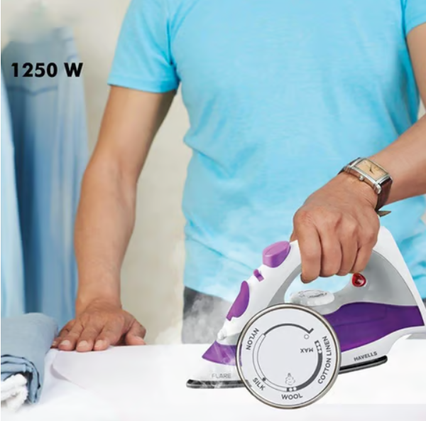Havells Flare Steam Iron with Teflon Coated Sole Plate 1250W (Purple) - Image 4