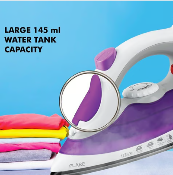 Havells Flare Steam Iron with Teflon Coated Sole Plate 1250W (Purple) - Image 3