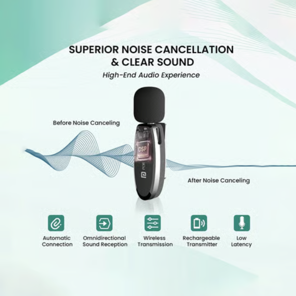 Portronics Dash7 Type C Wireless Microphone (Black) - Image 5