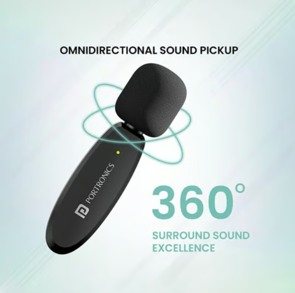 Portronics Dash7 Type C Wireless Microphone (Black) - Image 3