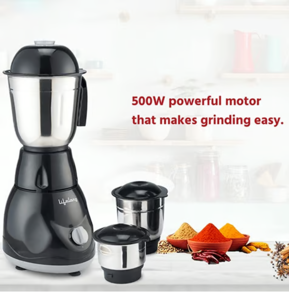 Lifelong Power Pro 3 Jar 500W Juicer Mixer Grinder (LLMG23, Black) (Black) - Image 4
