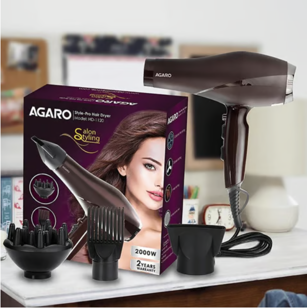 Agaro Style Pro Hair Dryer (Black, 2000W) - Image 4