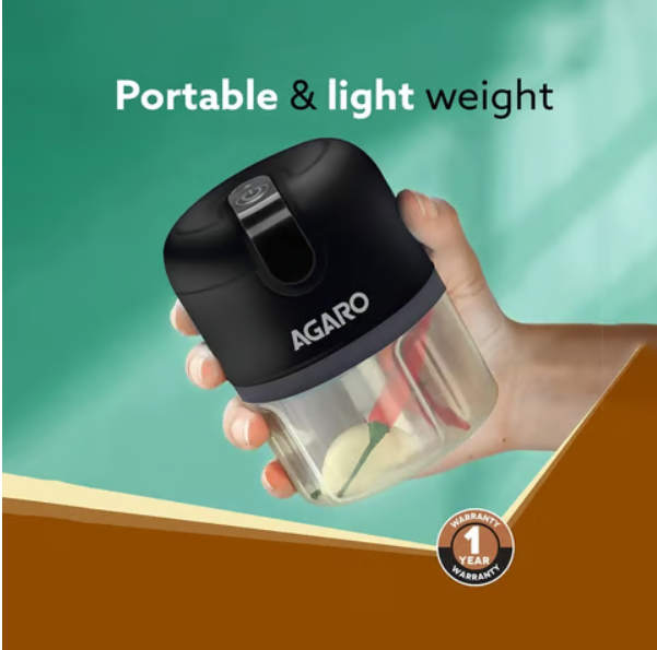 Agaro Elite Rechargeable Mini Electric Chopper (30W, Black) - Image 5
