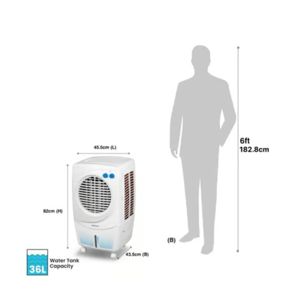 Bajaj PX97 Torque New 36L Air Cooler (White) - Image 8